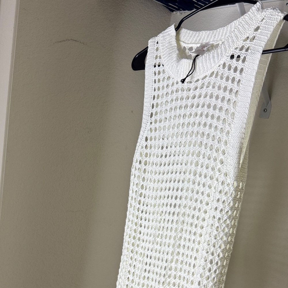 Shade & Shore Ivory Crochet Knit Top